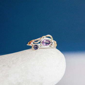 Amethyst And Iolite Organic Ring In Sterling Silver, 5 of 5
