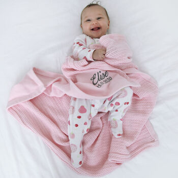 Personalised Pink Cellular Baby Blanket, 5 of 12
