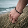 Men's Personalised Slim Woven Leather Black Clasp Bracelet, thumbnail 5 of 9