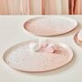 Pink Watercolour Speckle Rose Gold Paper Plates, thumbnail 1 of 2