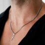 Mens 925 Silver Cross Pendant Necklace, thumbnail 9 of 10