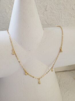 Dainty 14 K Gold Plated Beaded Drop Choker Necklace, 2 of 7