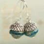 Teal Silver Acorn Earrings, thumbnail 1 of 7