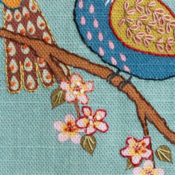 Printed Linen Embroidery Kit Birds And Blossoms, 5 of 6