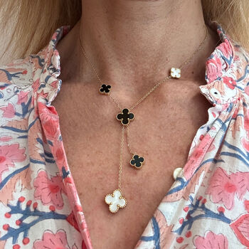 Double Sided Clover Necklace In Lariat Style, 3 of 9