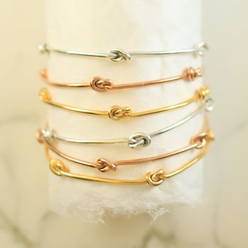 Sterling Silver And Gold Plated Knot Stacking Bangle, 3 of 6