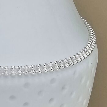 Sterling Silver Double Beaded Anklet, 2 of 4