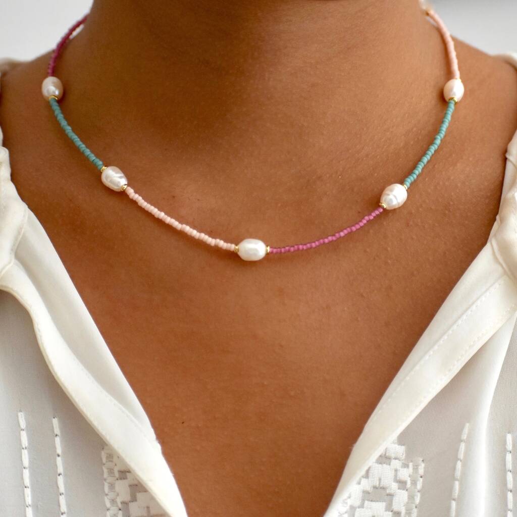 Santorini Pearl And Beaded Necklace, 1 of 7