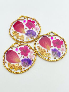 Dangle Earrings With Rose Petals And Gold Leaf, 2 of 11