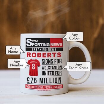 Personalised Newspaper Football Mug, 2 of 10