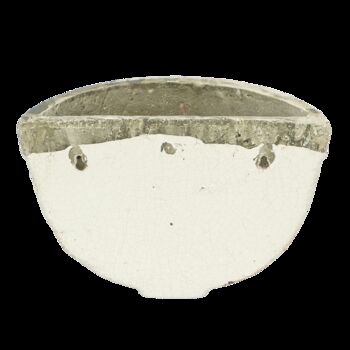Blue And White Aged Ceramic Half Moon Garden Wall Planter Plant Pot, 4 of 5