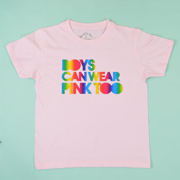 'Boys Can Wear Pink Too' Cool Boys T Shirt, 2 of 4