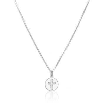 Personalised Cherish Disc Necklace Sterling Silver | Baptism | 1st Birthday | Engraved Jewellery, 3 of 5