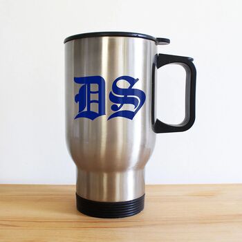 Personalised Medieval Initials Travel Mug, 2 of 3