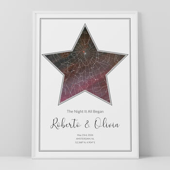 The Night It All Began Personalised Star Map Print Anniversary Gift, 5 of 12