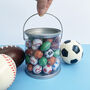 Gift Bucket Of Chocolate Sports Balls, thumbnail 1 of 3
