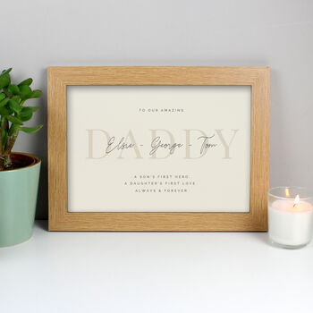 Personalised Dad A4 Landscape Oak Framed Print, 2 of 2