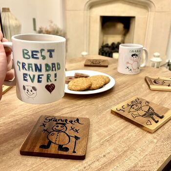 Engraved Coasters With Child's Drawing, 6 of 10
