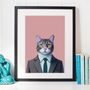 Cat In A Suit Portrait Illustration Art Print, thumbnail 2 of 3