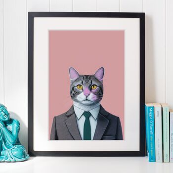 Cat In A Suit Portrait Illustration Art Print, 2 of 3