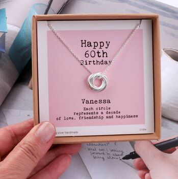 Sterling Silver Happy 60th Birthday Necklace, 3 of 3