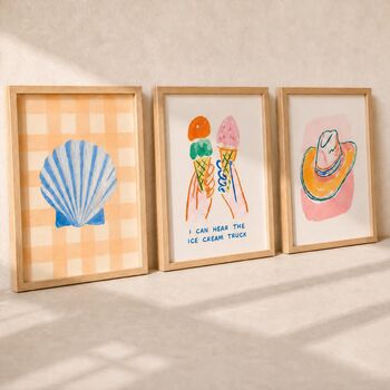 Set Of Six Beach Vibes Themed Print Bundle, 3 of 4