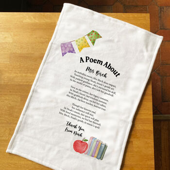 Personalised Poem Tea Towel Gift For Teacher, 5 of 10