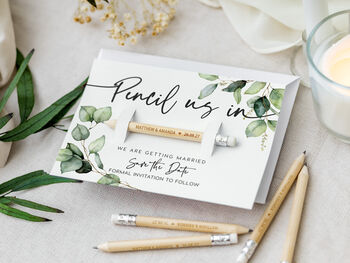 Save The Date Pencil Us In With Botanical Card, 7 of 12