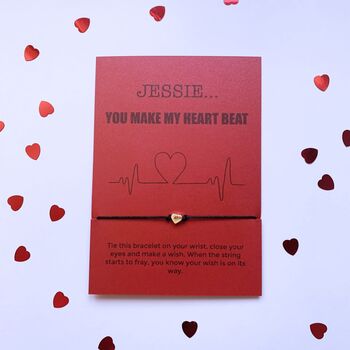 Personalised Anniversary Heart Card With Wish Bracelet, 5 of 9