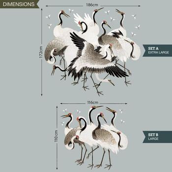 Japanese Cranes Wall Stickers ~ Peel And Stick Fabric Decals, 8 of 8