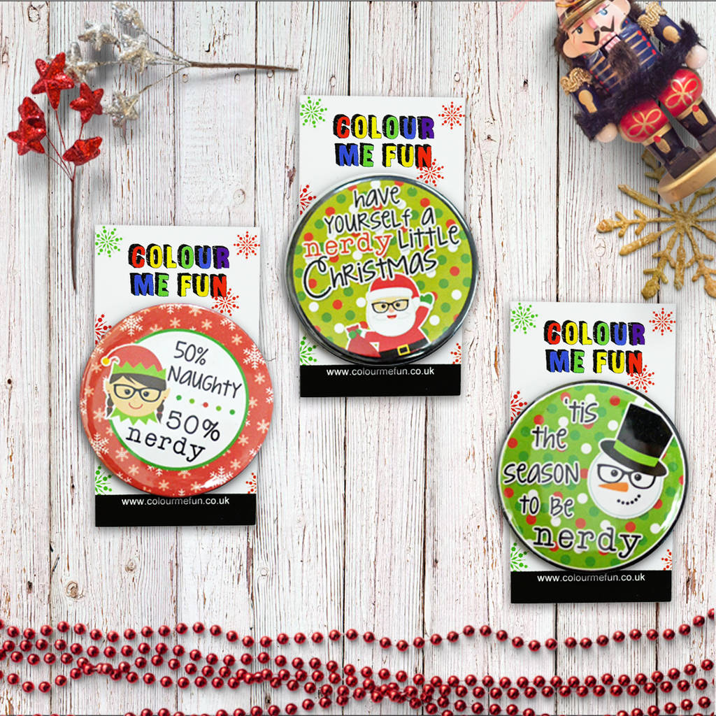 Funny Christmas Badges By Colour Me Fun