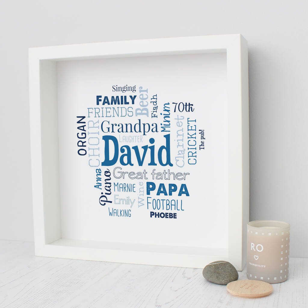 Personalised 70th Birthday Word Art Gift For Him, 1 of 3
