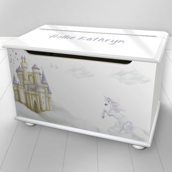 white personalized toy box