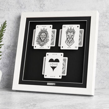 Personalised Couples Gift Royal Lion Playing Cards Gift Frame, 4 of 9