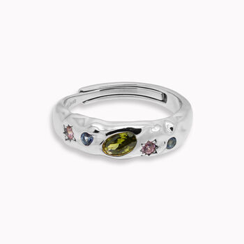 Pastel Stone Scatter Adjustable Ring, 3 of 10