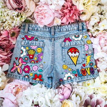 Kids Personalised Hand Painted Denim Shorts, 2 of 12