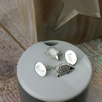 Silver Woodland Hedgehog Cufflinks, 2 of 7