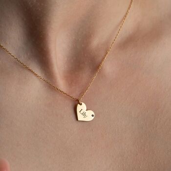 Heart Necklace With Birthstone And Name, 3 of 6