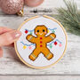 Gingerbread Man Christmas Cross Stitch Kit Three Inch Hoop, thumbnail 1 of 5