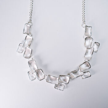 Matt Finish Layered Rectangle Brick Necklace, 3 of 3