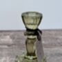 Olive Green Glass Candlestick, 11cm, thumbnail 2 of 3