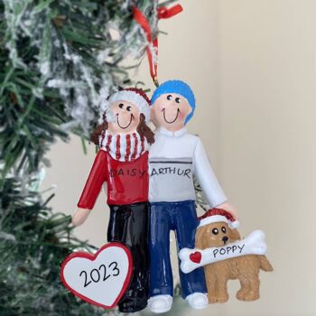 Personalised Couple With Brown Dog Decoration, 2 of 3