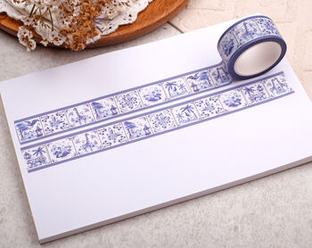 Blue Tile Washi Tape Eco Friendly Paper Masking Tape, 2 of 2