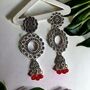 Indian Boho Oxidised Drop Ethnic Jhumkis Earrings, thumbnail 8 of 12