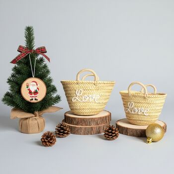Handmade Christmas Mini Straw 'Love' Basket, 5 of 12