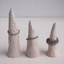 Handmade White Ceramic Circle Texture Ring Display Cones, thumbnail 4 of 7