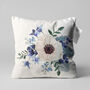 White Anemone Flower Pillow Cover With Blue, thumbnail 1 of 7