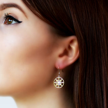 Compass North Star Gemstone Earrings, 2 of 9