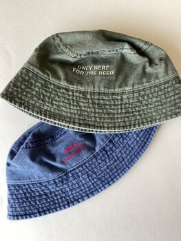 Personalised Slogan Vintage Denim Bucket Hat, 6 of 12
