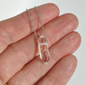 Sterling Silver Crystal Double Point Dainty Necklace Amazonite, Clear Quartz, Blue Lace Agate And White Howlite, 7 of 7